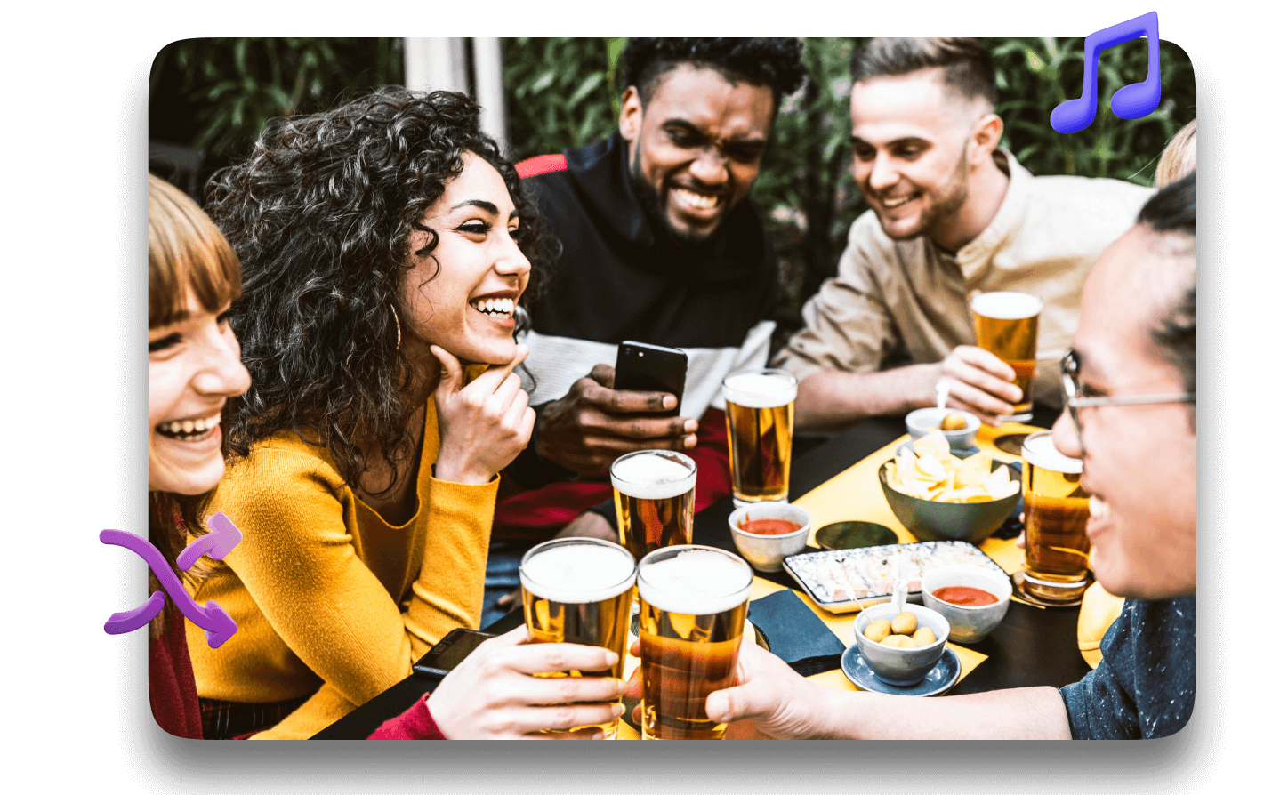 happy patrons in a restaurant outdoors