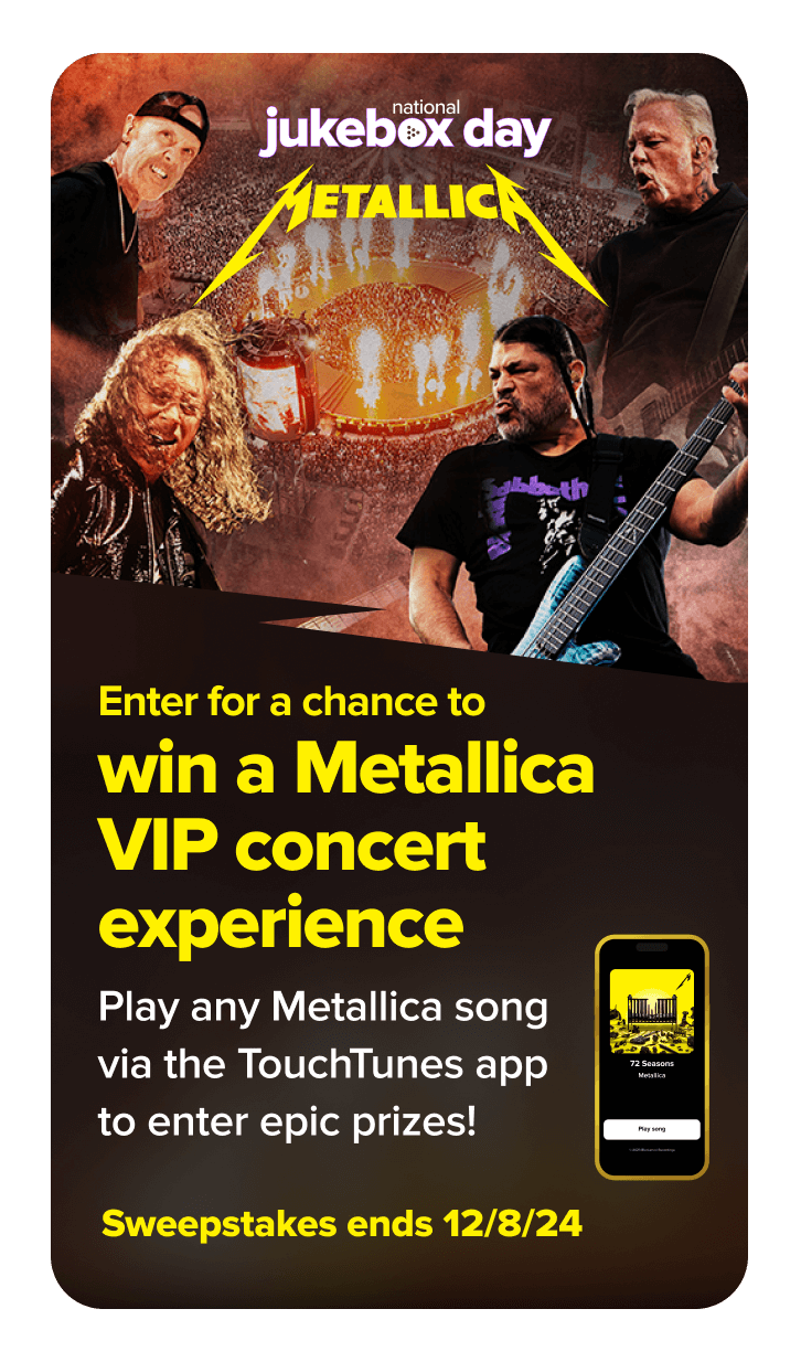 touchtunes metallica sweepstakes